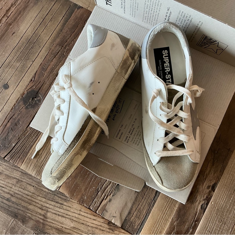 Golden goose superstar classic white/taupe/grey sneakers 40/9.5